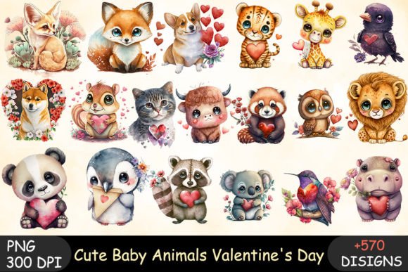 Download Cute Baby Animals Valentine Bundle - Baby animals Collection