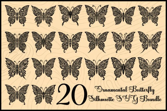 Download Ornamental Butterfly Silhouette Bundle - Silhouette Collection