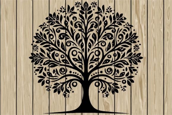 Download Floral Tree Stencil Silhouette SVG - Silhouette Collection