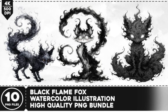 Download Black Flame Fox PNG Bundle - Fox png Collection