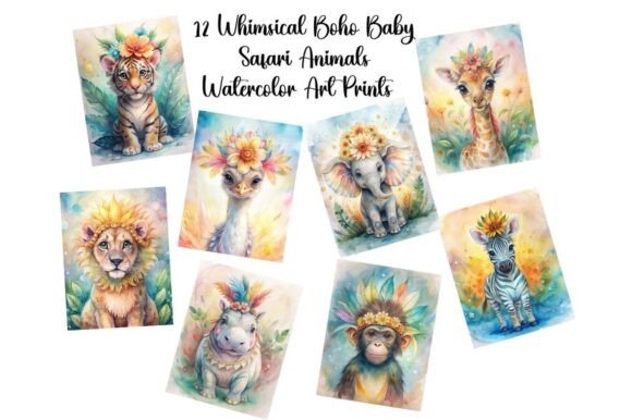 Download Boho Safari Baby Animals Wall Art Set 1 - Baby animals Collection