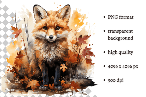 Download Cute Watercolor Autumn Fox PNG Clipart - Fox png Collection