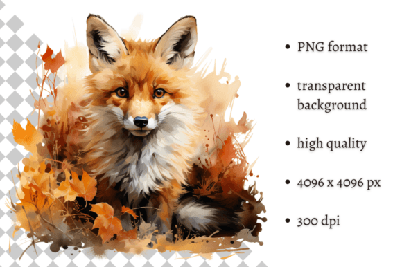Download Cute Watercolor Autumn Fox PNG Clipart - Fox png Collection