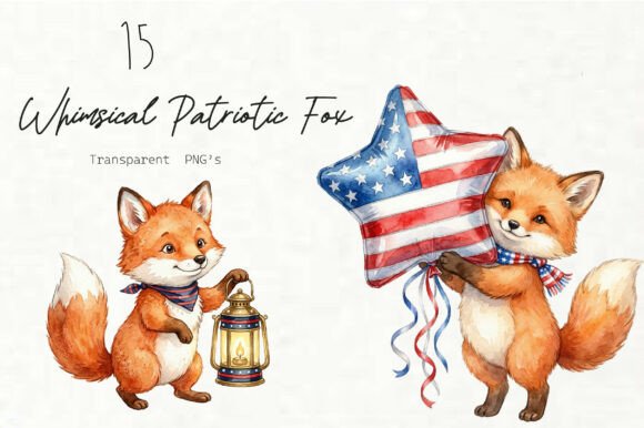 Download Whimsical Patriotic Fox PNG - Fox png Collection