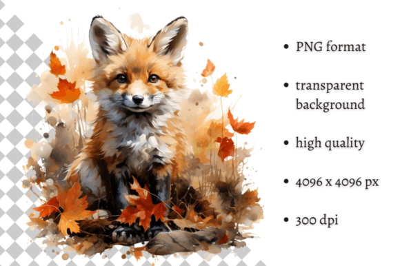 Download Cute Watercolor Autumn Fox PNG Clipart - Fox png Collection