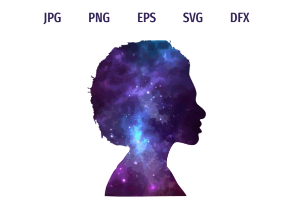 Download Galaxy Afro Girl Face Silhouette - Silhouette Collection