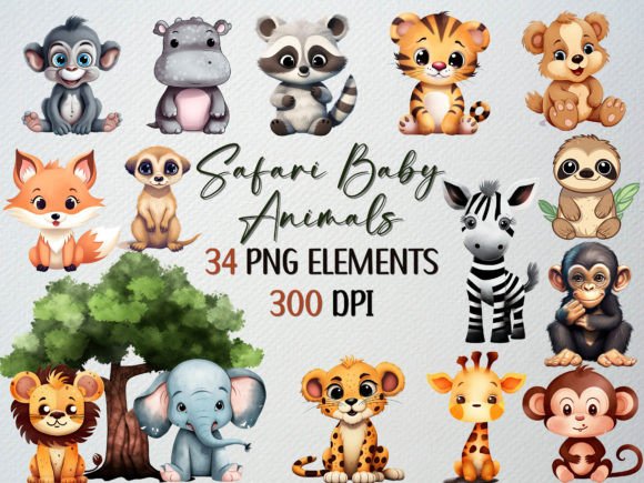 Download Safari Baby Animals Clipart, 34PNG's - Baby animals Collection