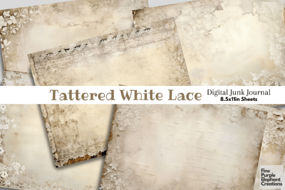 Download Vintage Tattered White Lace Junk Journal - Premium Resources