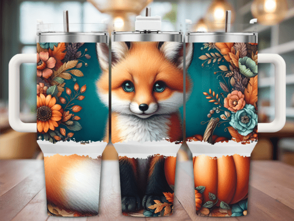 Download Autumn Pumpkin Fox 40oz Tumbler Wrap - Pumpkin fox Collection
