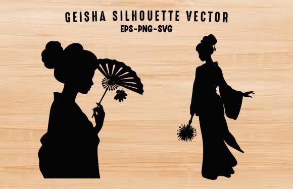 Download Japanese Geisha Silhouettes Vector Art - Silhouette Collection