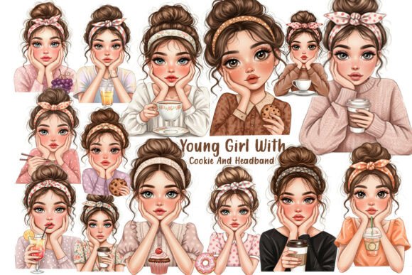 Download Cute Kawaii Girl Drinking Coffee &amp; Tea - Kawaii girl Collection
