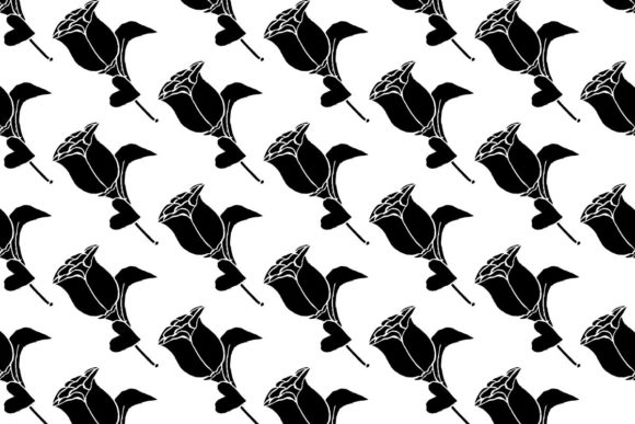 Download Rose Hand-drawn Pattern and Silhouettes - Silhouette Collection