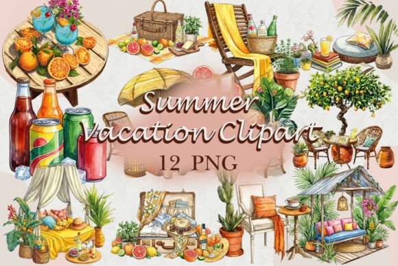 Download Watercolor Summer Vacation Clipart PNG - Watercolor summer Collection