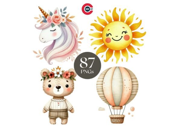 Download Cute Boho Baby Animals Nursery Clipart - Baby animals Collection