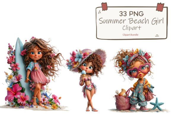 Download Watercolor Summer Beach Girls Clipart - Watercolor summer Collection